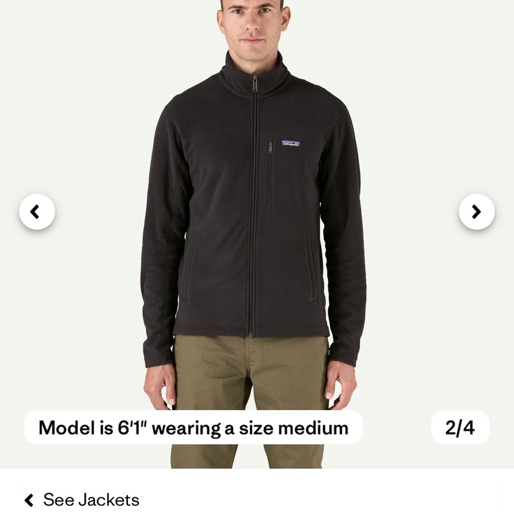 Patagonia Men's Black Fleece Jacket NEW